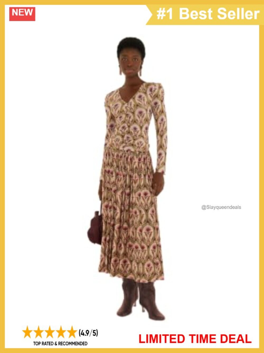 FARM Rio Pleated Midi Skirt Viscose Blend Floral A-Line Casual